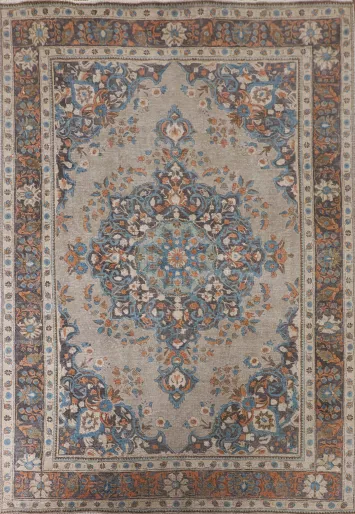 Distressed Over-Dyed Tabriz Persian Area Rug 6x9
