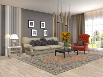 Vintage Wool Hamedan Persian Area Rug 7x10