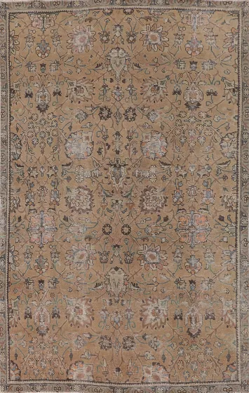 Distressed Floral Tabriz Persian Area Rug 6x10