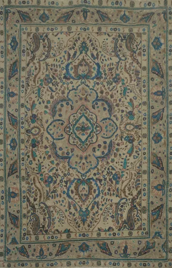 Ornately Detailed Tabriz Persian Area Rug 7x9 for Elegant Home Décor