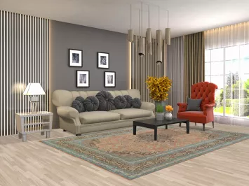 Over-Dyed Mashad Persian Area Rug 6x9