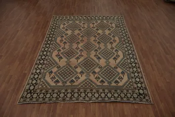 Vintage-Inspired Bakhtiari Persian Rug with Timeless Geometric Charm 7x10