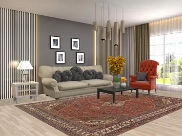 Geometric Hamedan Persian Area Rug 7x10