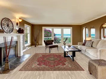 Geometric Pink Tabriz Living Room Area Rug 7x10