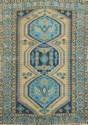 Geometric Wool Bakhtiari Persian Rug 5x7