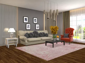 Striped Pink Abstract Modern Area Rug 6x10