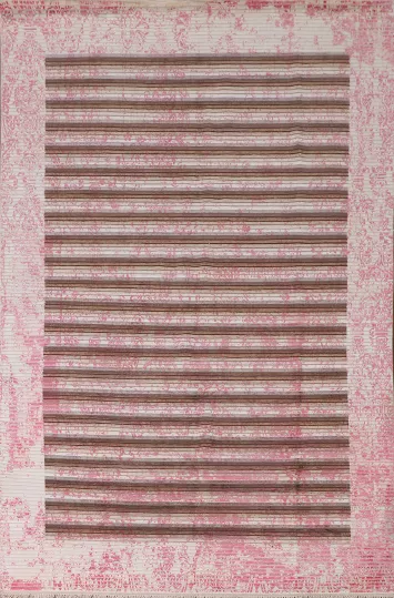 Striped Pink Abstract Modern Area Rug 7x9