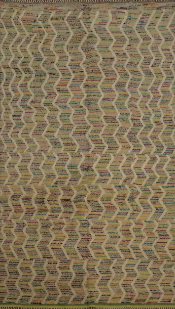 Intricate Zigzag Pattern Moroccan Large Rug 9x15 in Earthy Tones