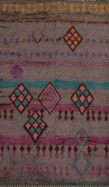 Geometric Shapes and Warm Tones Boho Chic Moroccan Area Rug 7x11