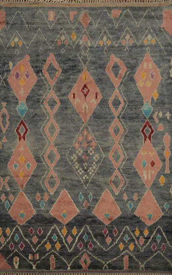 Bohemian Moroccan Area Rug 8x11 Vibrant and Earthy Tones