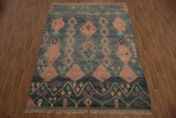 Bohemian Moroccan Area Rug 8x11 Vibrant and Earthy Tones