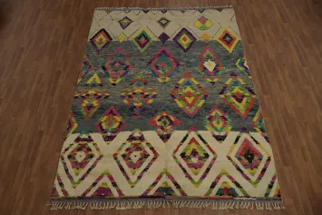 Radiant Multicolor Moroccan Area Rug 8x11 A Boho Chic Statement