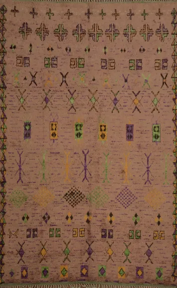 Stylish Fusion of Color and Geometry Moroccan Large Area Rug 9x12