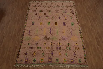 Stylish Fusion of Color and Geometry Moroccan Large Area Rug 9x12