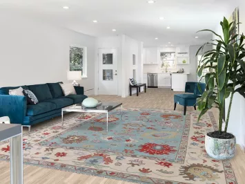 Light Blue Oushak Living Room Rug 9x12