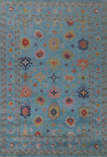 All-Over Blue Oushak Oriental Area Rug 9x12