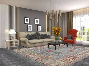 Light Blue Oushak Oriental Area Rug 8x10