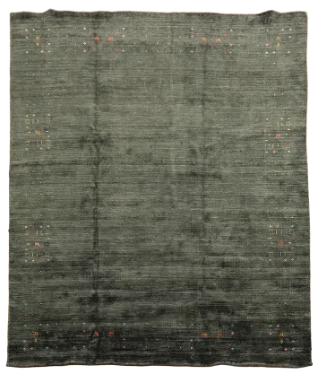 Elegant Green Gabbeh Rug with Minimalist Design Touches 8x10