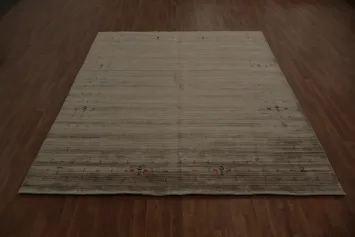 Neutral Design Gabbeh Area Rug 8x10 in Earth Tones for Elegance