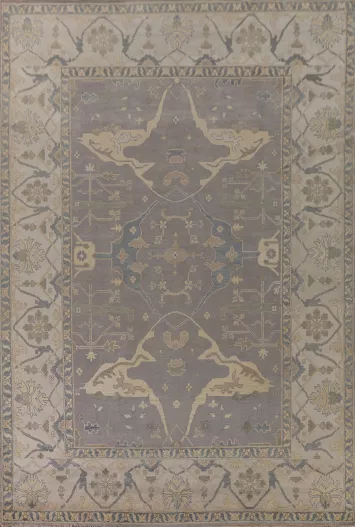 Handmade Gray Oushak Indian Large Rug 10x14