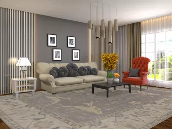 Handmade Gray Oushak Indian Large Rug 10x14