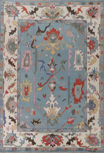 Light Blue Oushak Oriental Area Rug 9x12