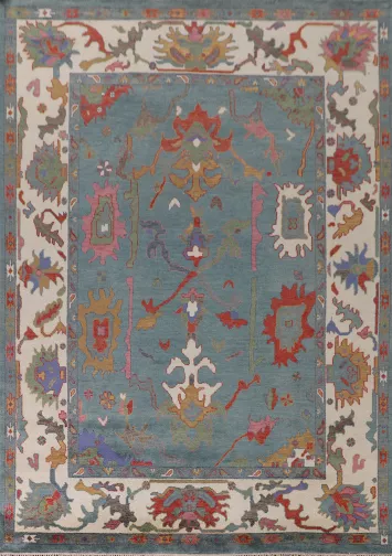Floral Blue Oushak Indian Area Rug 9x12