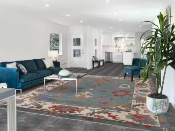 Floral Blue Oushak Indian Area Rug 9x12