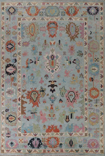 Light Blue Oushak Oriental Area Rug 9x12