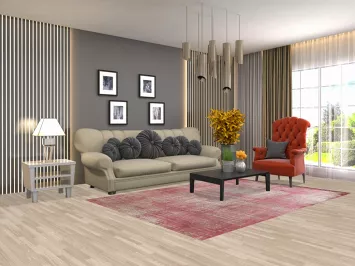 All-Over Pink Abstract Modern Area Rug 6x8