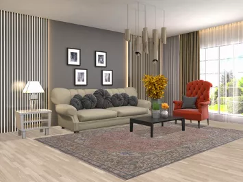 Pink Geometric Tabriz Persian Area Rug 6x10