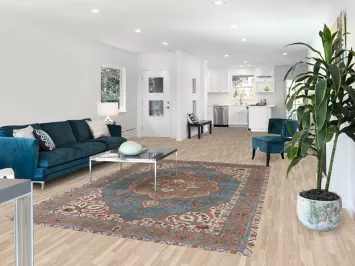 Over-Dyed Blue Tabriz Living Room Rug 6x9