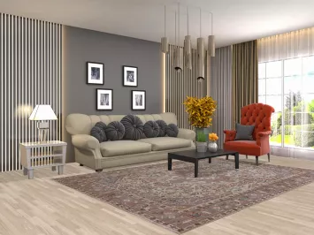 Distressed Tabriz Persian Area Rug 7x9