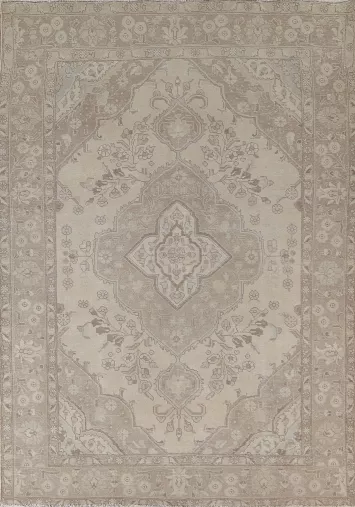 Distressed Muted Tabriz Persian Area Rug 6x9
