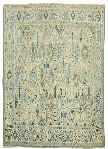 Vintage Soft Earth Tones Bakhtiari Persian Rug 5x7