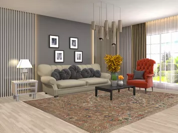 Vintage Floral Bakhtiari Persian Area Rug 7x10