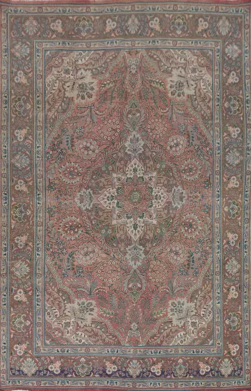 Vintage Floral Tabriz Persian Area Rug 7x11