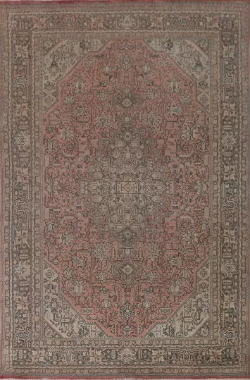 Geometric Pink Tabriz Persian Area Rug 8x11