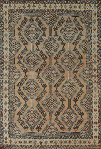 Geometric Bakhtiari Persian Area Rug 7x9