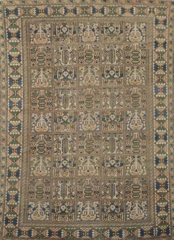 Garden Design Vintage Muted Color Bakhtiari Persian Area Rug 7x10