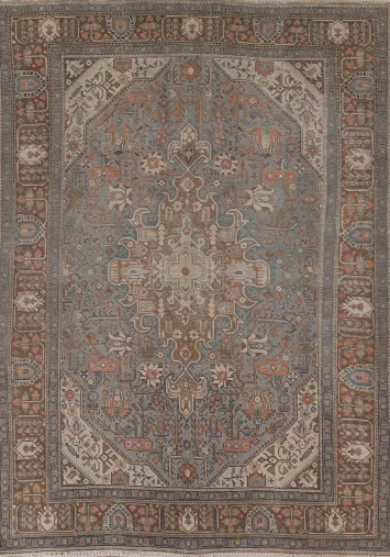 Gray Geometric Tabriz Persian Area Rug 6x9