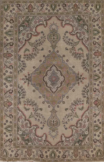 Vintage Wool Tabriz Persian Area Rug 6x10