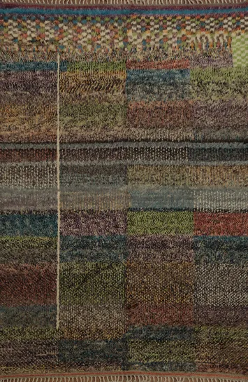 Colorful Patchwork Design Moroccan Area Rug 8x11 for Artistic Home Decor