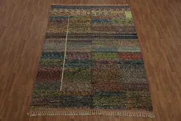 Colorful Patchwork Design Moroccan Area Rug 8x11 for Artistic Home Decor