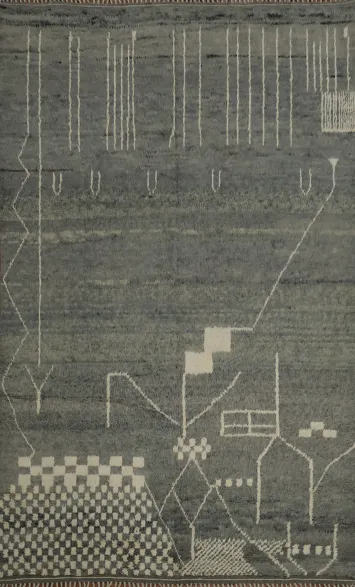 Geometric Moroccan Large Area Rug 9x13 in Elegant Shades of Grey