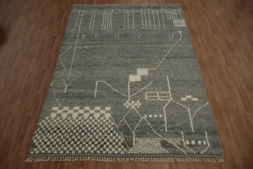 Geometric Moroccan Large Area Rug 9x13 in Elegant Shades of Grey