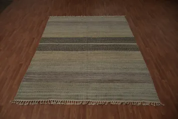 Earth Tone Moroccan Area Rug 8x10 with Subtle Textured Lines