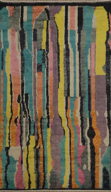 Colorful Art Deco Moroccan Area Rug 9x13 for Modern Homes