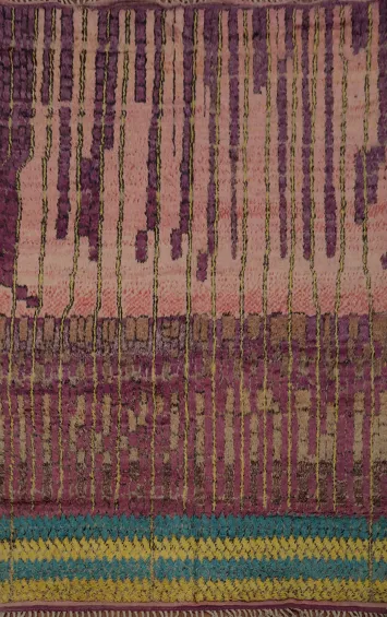 Plush Moroccan Area Rug 8x11 with Colorful Striped for Cozy Interiors