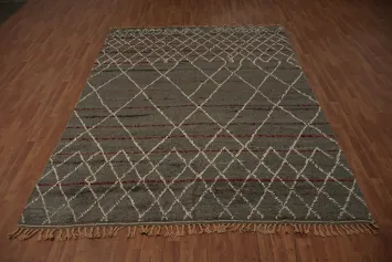 Stylish Moroccan Area Rug 8x11 with Subtle Lattice Detailing